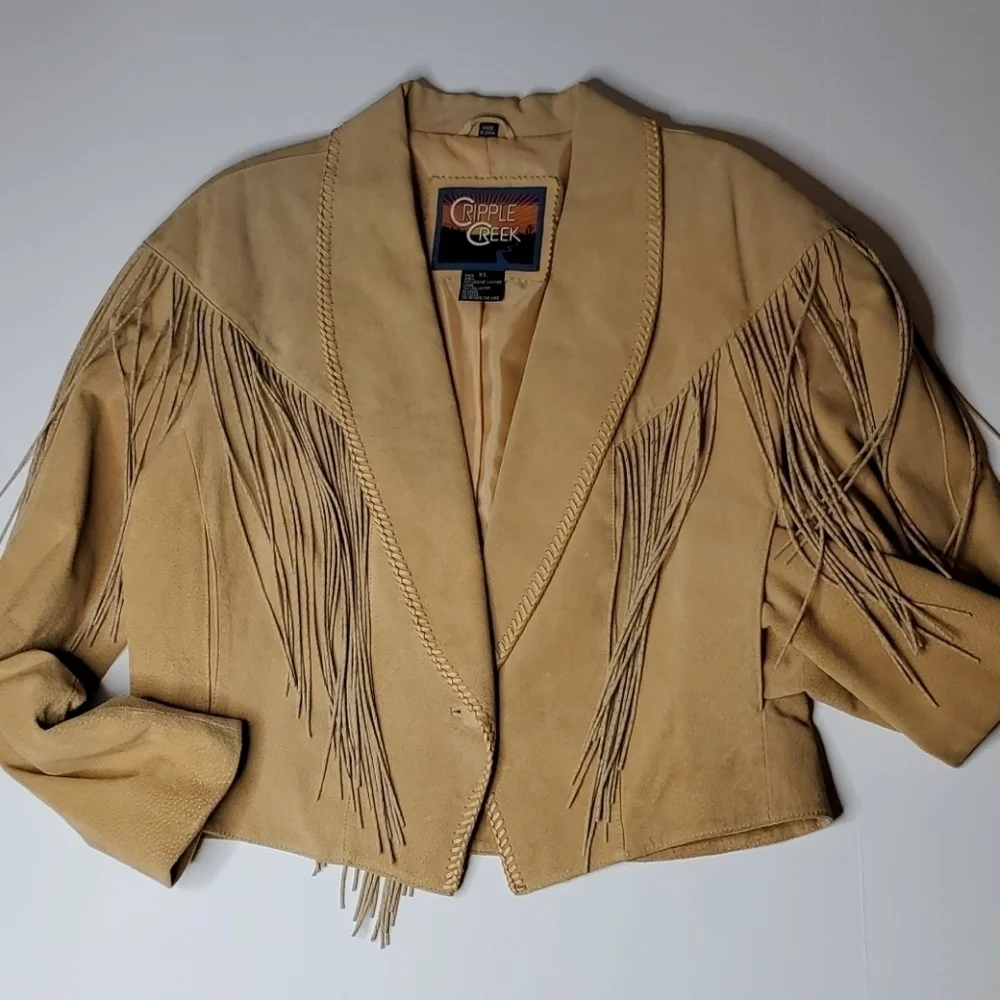 Western Cowgirl Carter Cripple Creek Coastal Cowboy Suede Fringe Jacket XL EUC